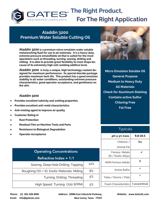 Aladdin 3200 Premium Water Soluble Cutting Oil - 5 Gal